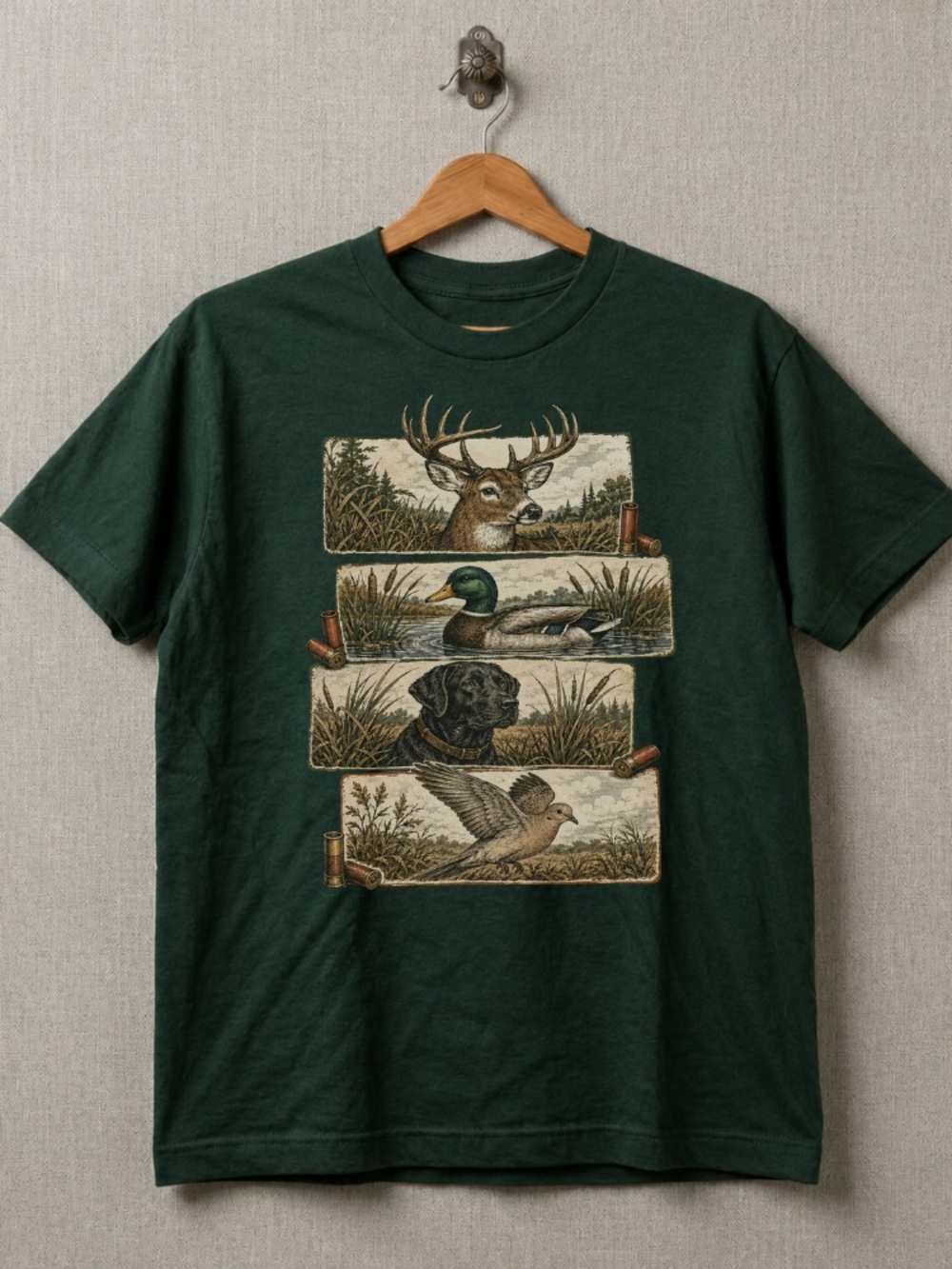 Dear Duck Dog Hunting Graphic Vintage Retro Animal Print Tee | Gildan